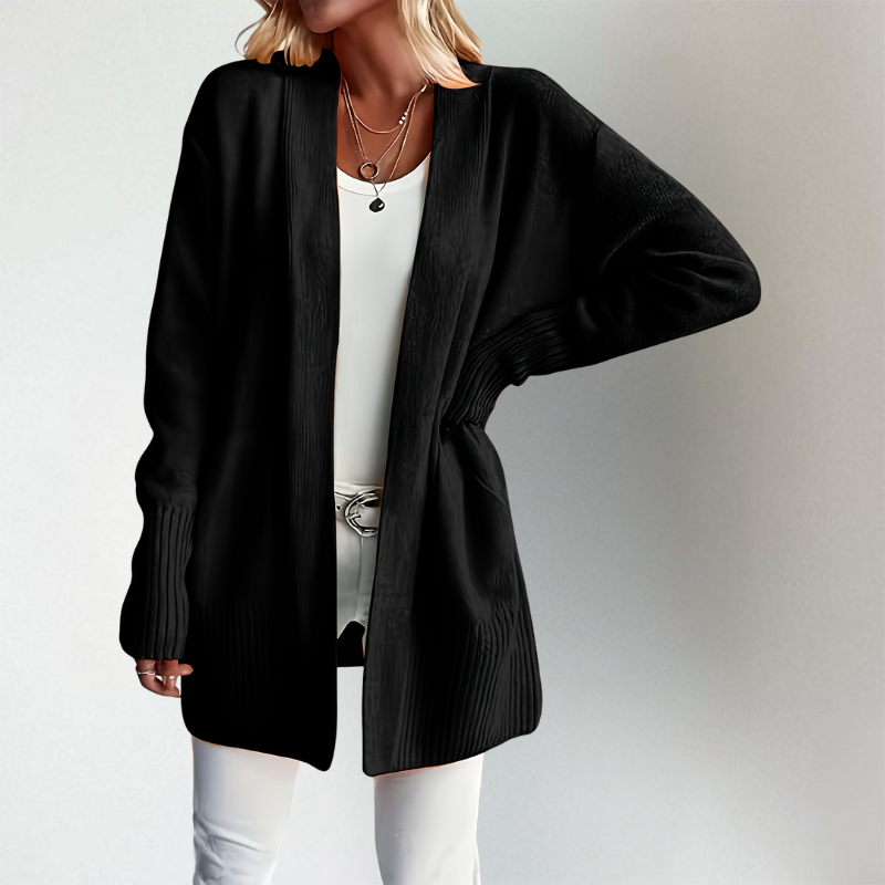 Lange Strickjacke - Weit Geschnitten und Stilvoll Offen