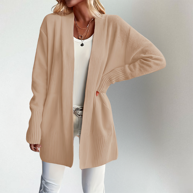 Lange Strickjacke - Weit Geschnitten und Stilvoll Offen