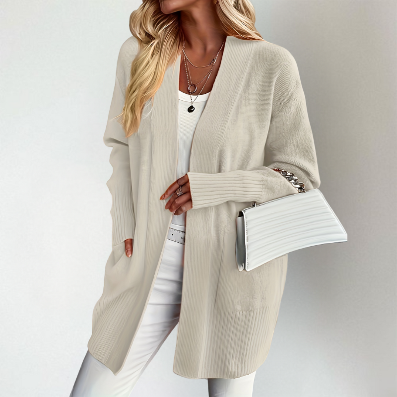 Lange Strickjacke - Weit Geschnitten und Stilvoll Offen