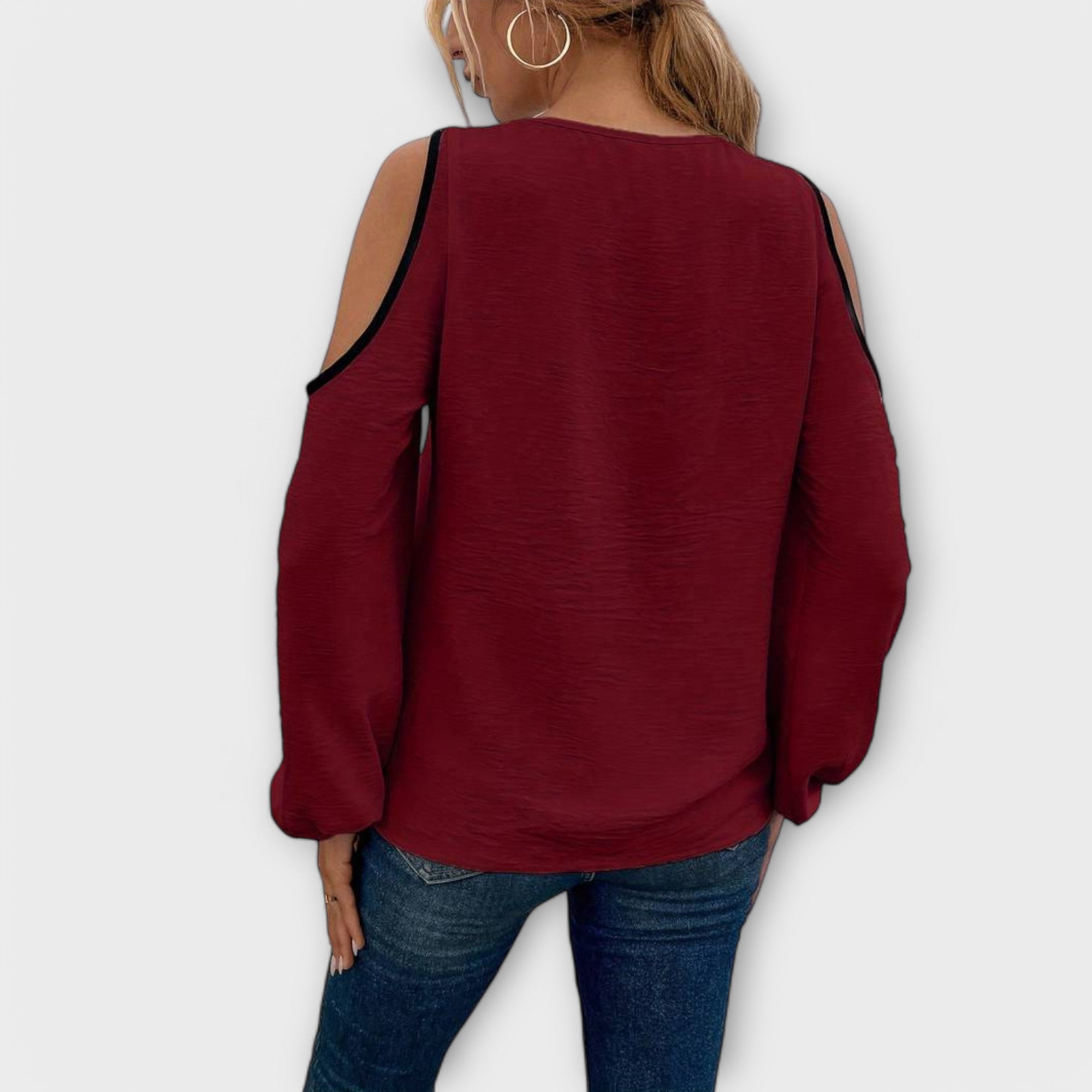 Langarm Shirt | Cut Out Schulter Mit Asymmetrischem Ausschnitt