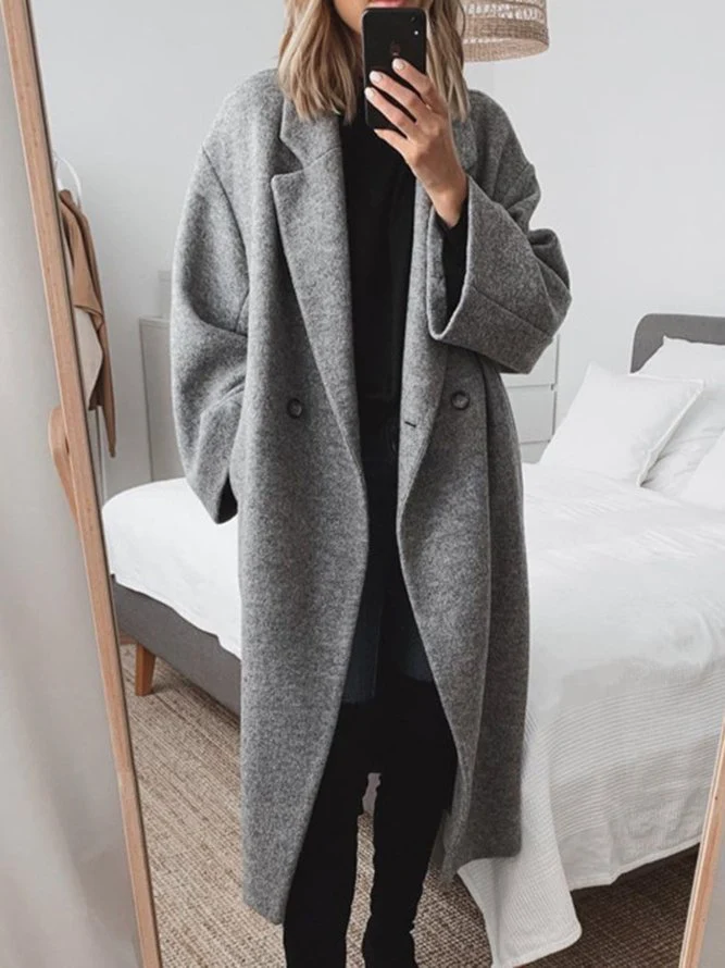 Oversize Mantel | Langer Übergangsmantel mit Knöpfen