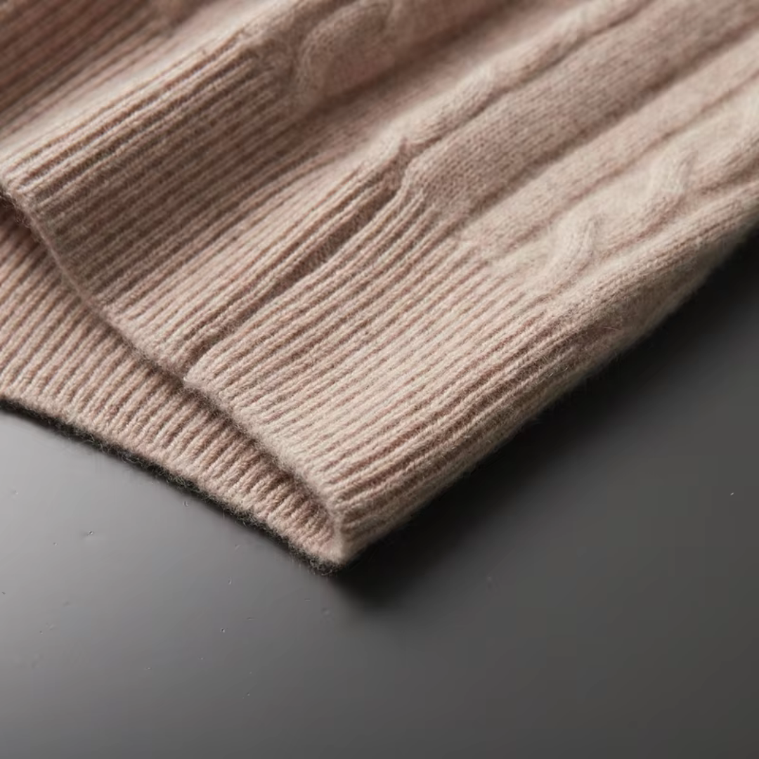 Strickpullover mit Reißverschluss - Geripptes Zopfmuster
