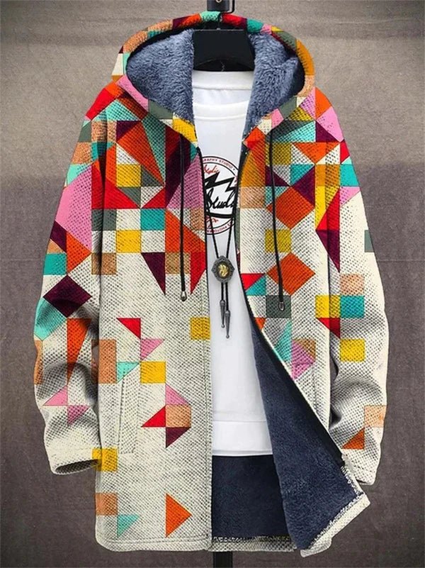 Kapuzencardigan - Geometrisches Muster
