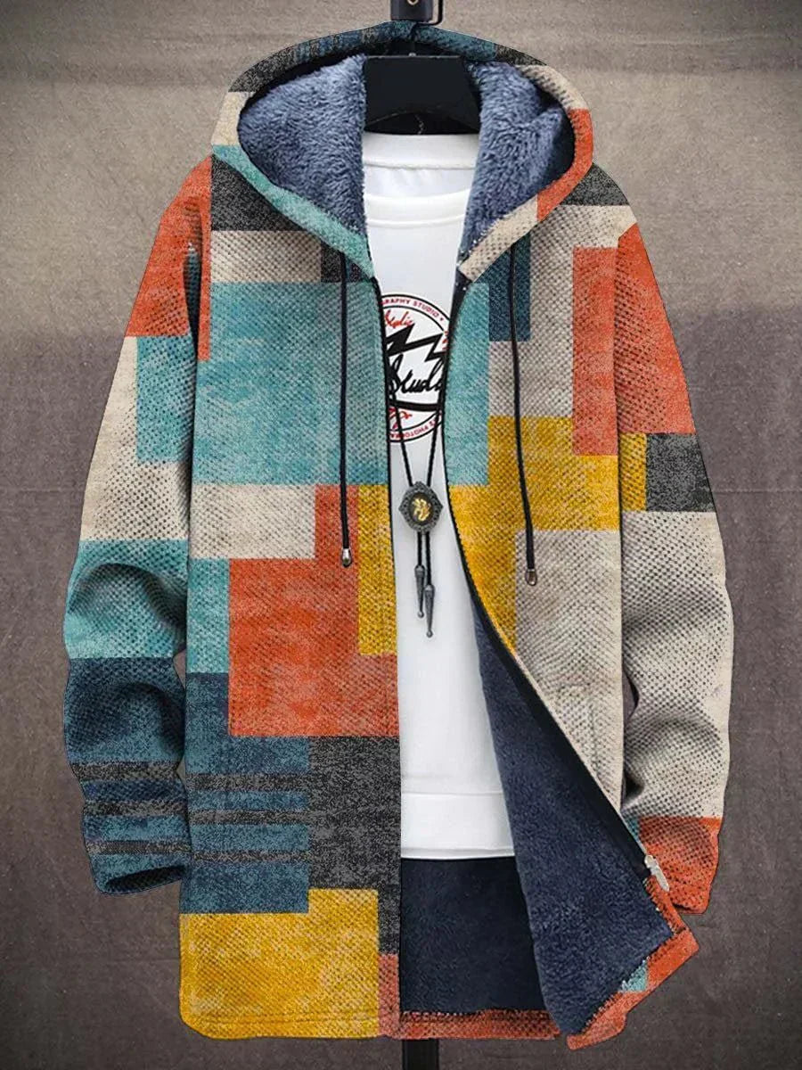 Kapuzencardigan - Geometrisches Muster