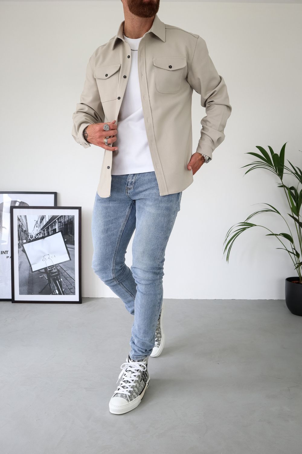Bluse Hemd Jacke Herren | Hemdjacke mit Brusttaschen
