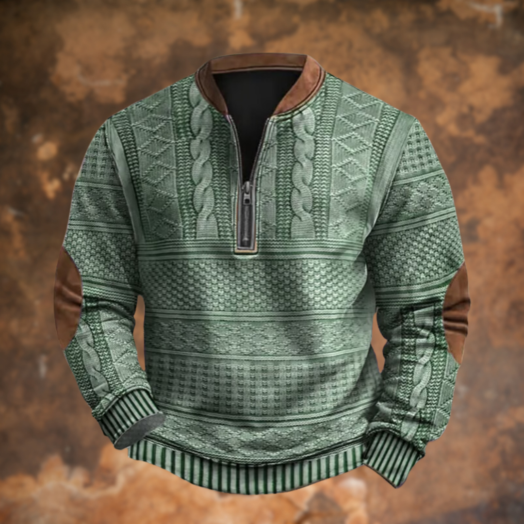 Pullover Mit Reißverschluss - Strukturiertes Musterdesign