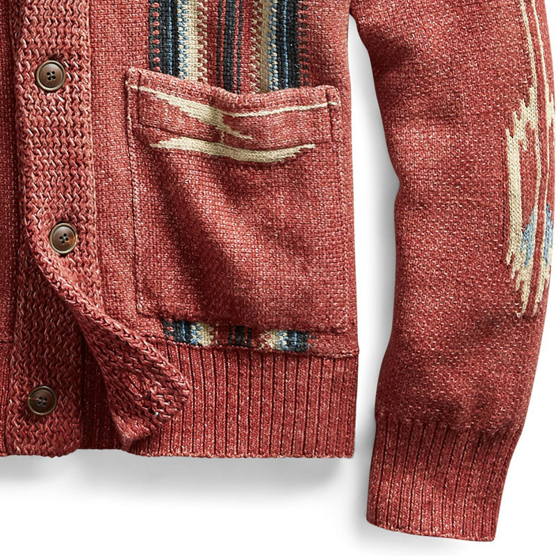 Strickjacke Mit Knöpfen - Schalkragen Mit Musterdesign