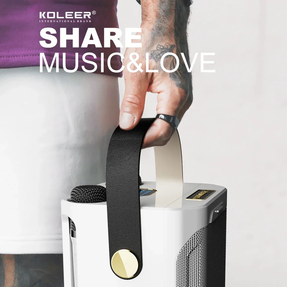 Leistungsstarker Karaoke Lautsprecher Bluetooth | Tragbarer 360 Stereo Doppeltes Mikrofon Subwoofer