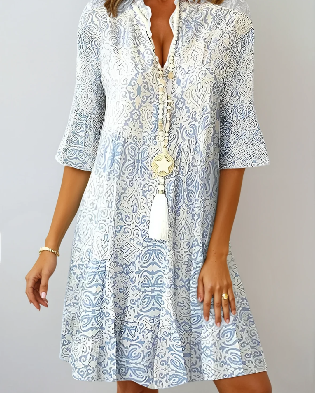 Damen Sommer Luftige Vintage Midi Strandkleid
