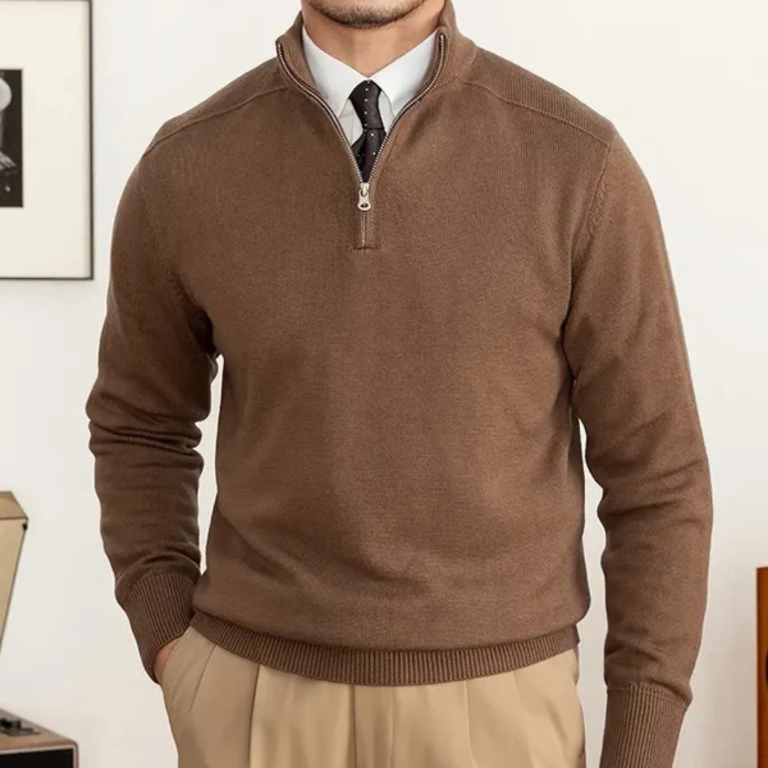 Pullover mit Reißverschluss - Stehkragen und Schmaler Schnitt