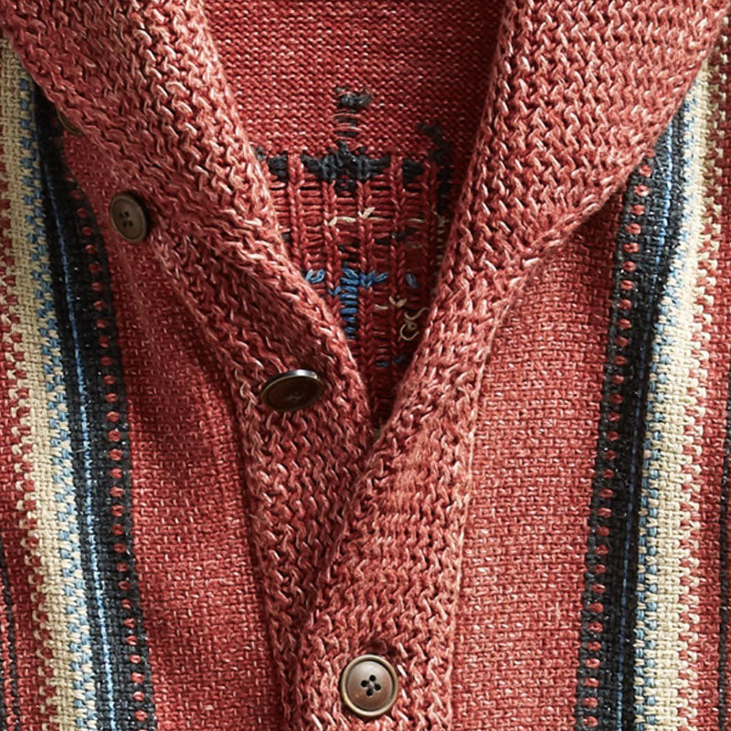 Strickjacke Mit Knöpfen - Schalkragen Mit Musterdesign
