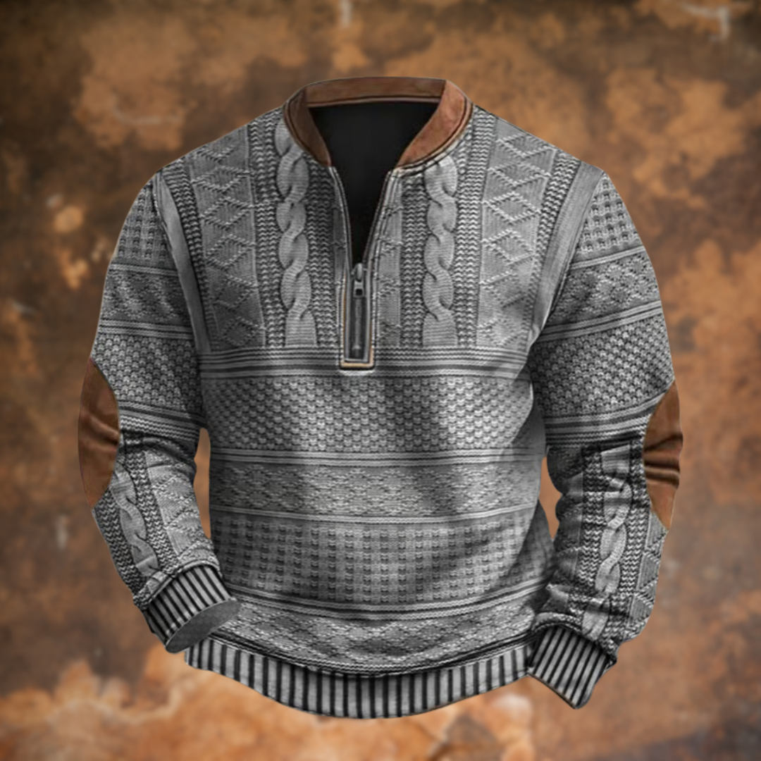 Pullover Mit Reißverschluss - Strukturiertes Musterdesign