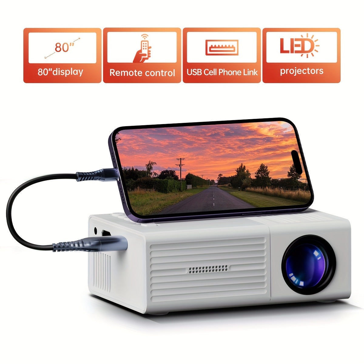 Ultraheller Mini-Projektor  3000 Lumen | Mini Beamer Tragbarer Projektor Für Heimkino Und Outdoor