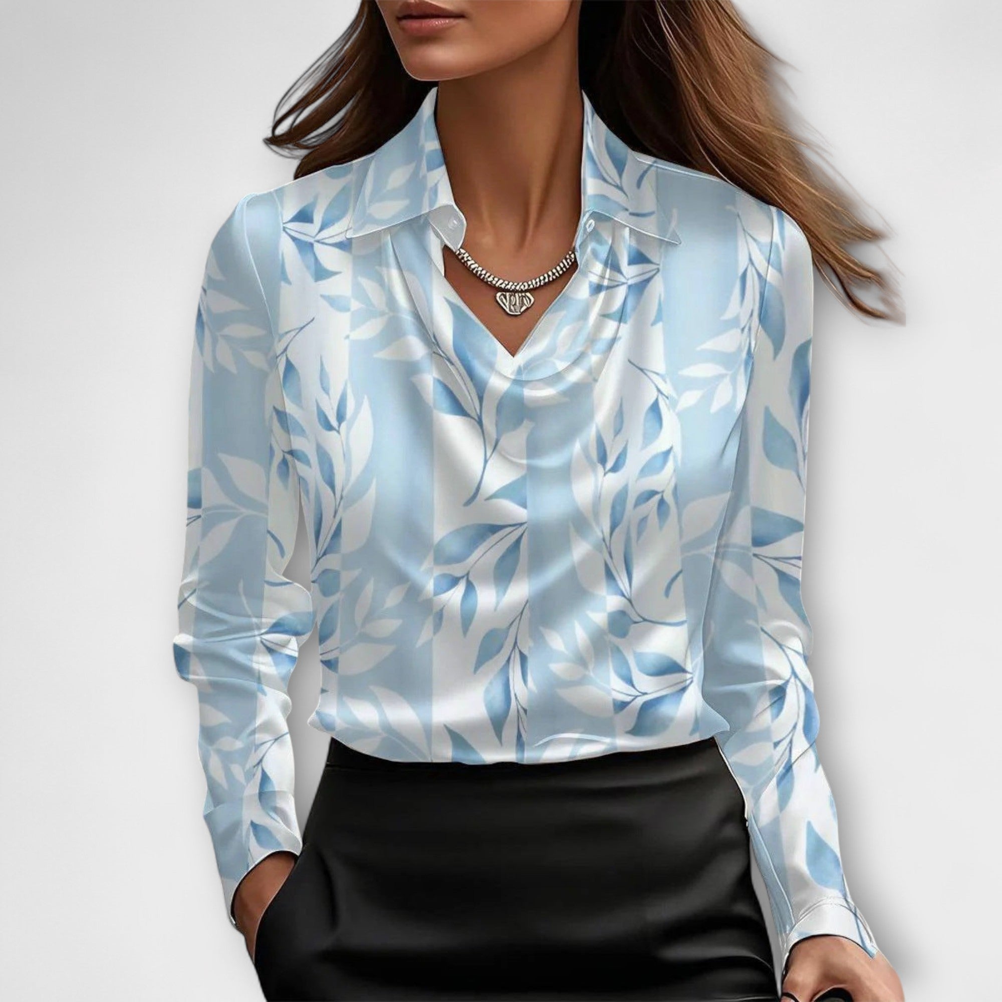 Langarm Shirt | Wasserfallkragen Mit Kragen