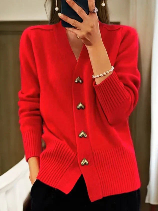 Strickcardigan - Herzknopf Design