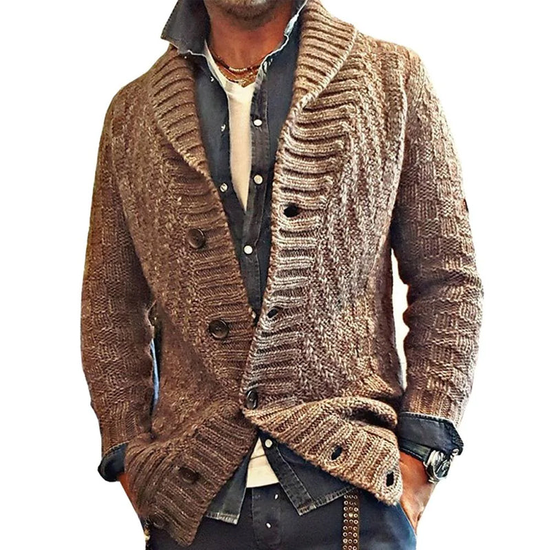 Strickjacke Mit Knöpfen - Breiter Schalkragen