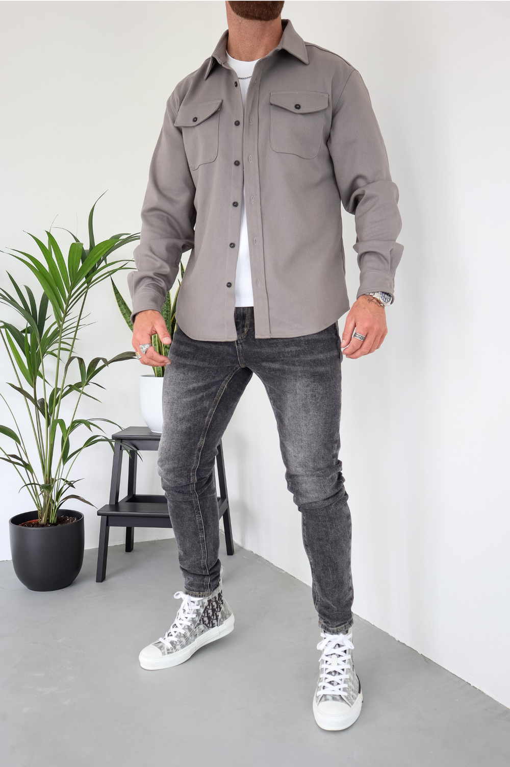 Bluse Hemd Jacke Herren | Hemdjacke mit Brusttaschen