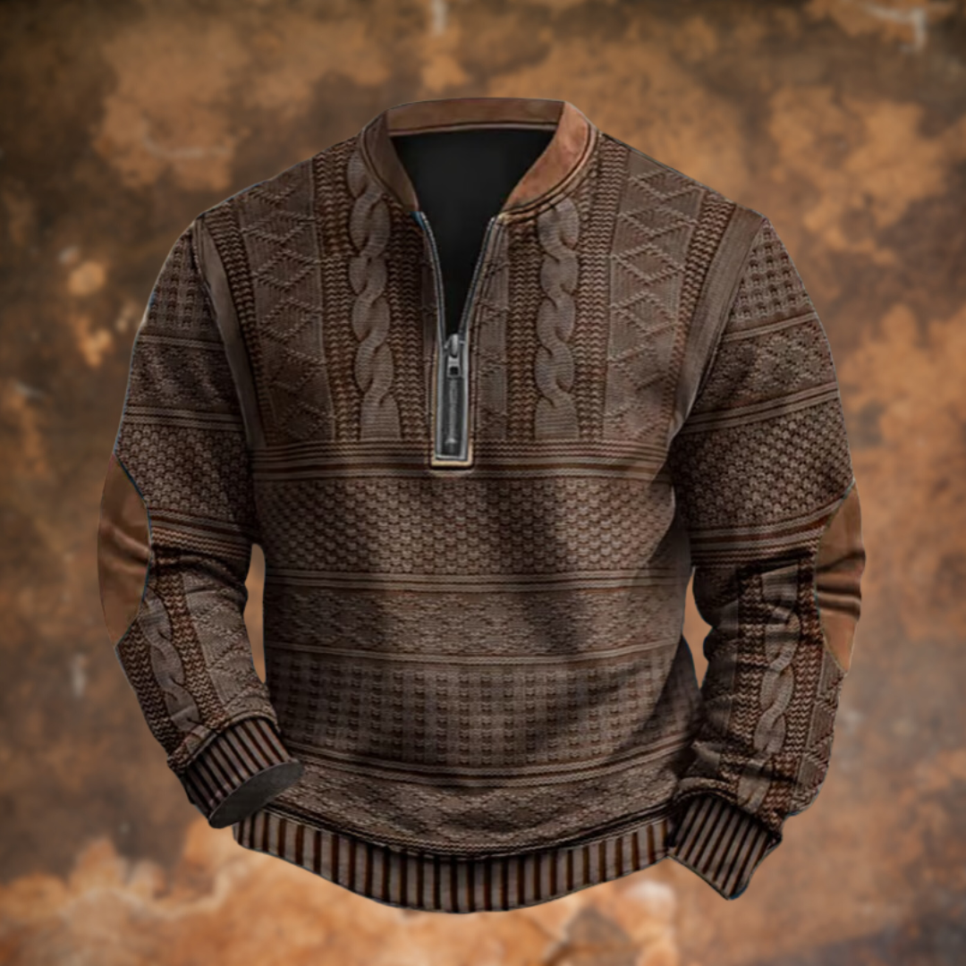Pullover Mit Reißverschluss - Strukturiertes Musterdesign