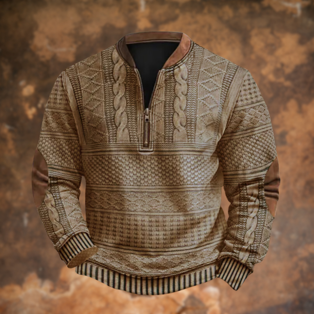 Pullover Mit Reißverschluss - Strukturiertes Musterdesign