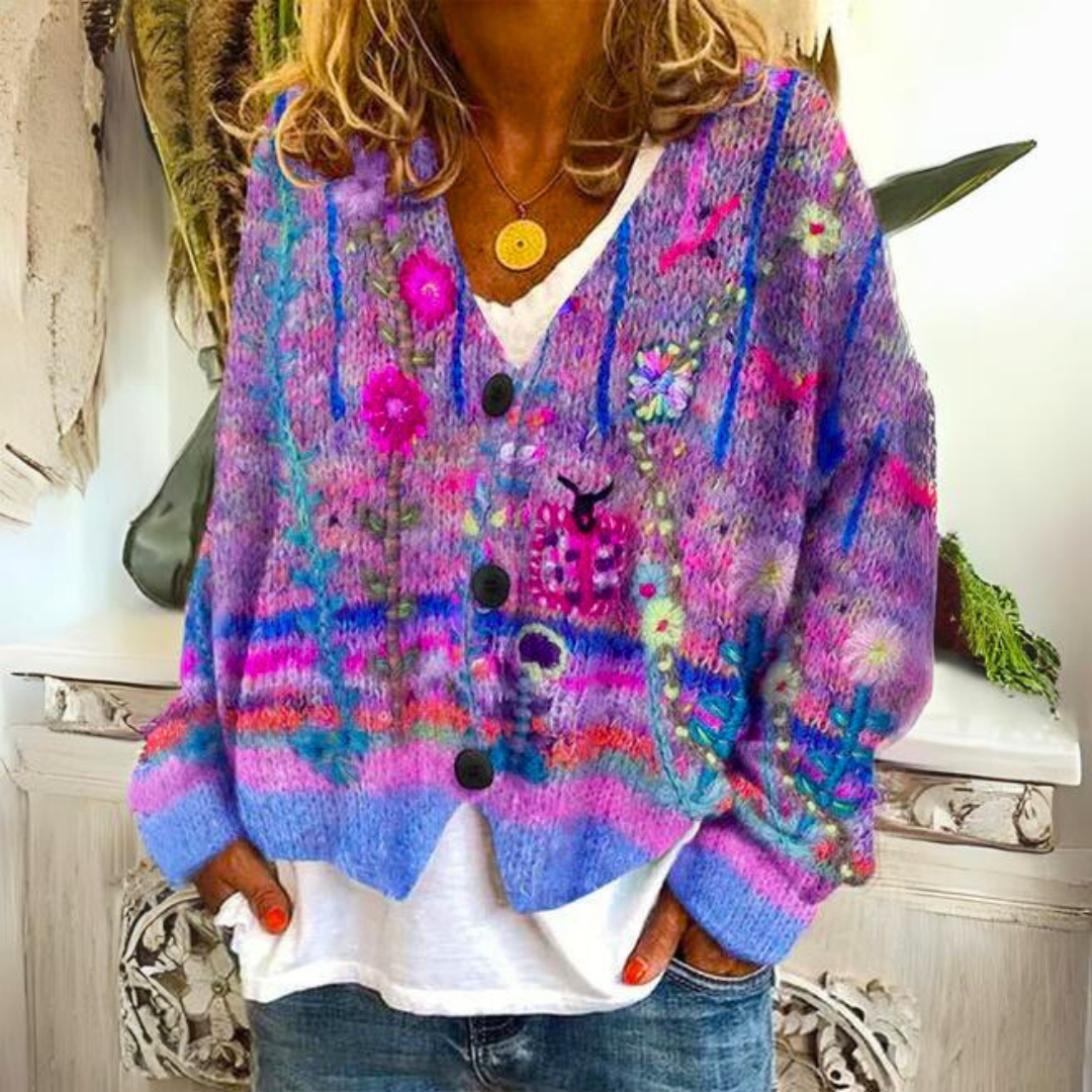 Strickcardigan - Floral Blumenprint