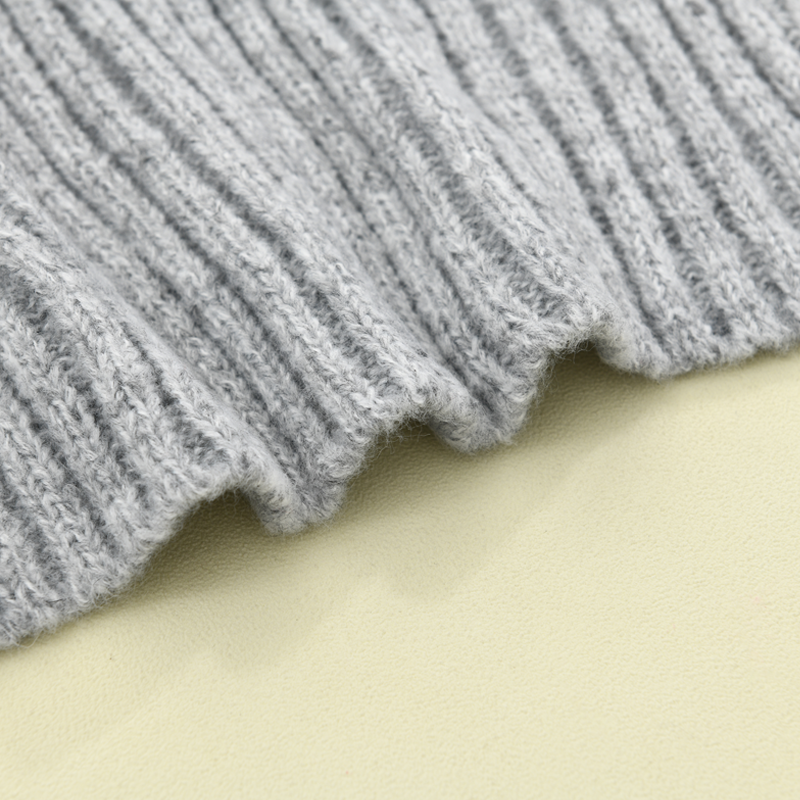 Langer Gerippter Schnitt - Strickjacke Mit Stehkragen