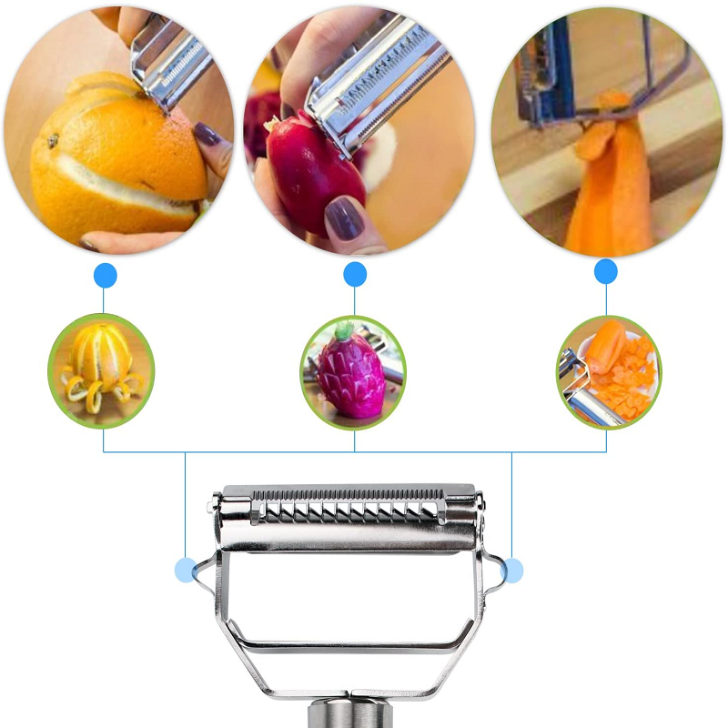 Ultra-scharfer Rostfreier Multifunktions Sparschäler | Vielseitige Julienne Schäler für Gemüse und Früchte