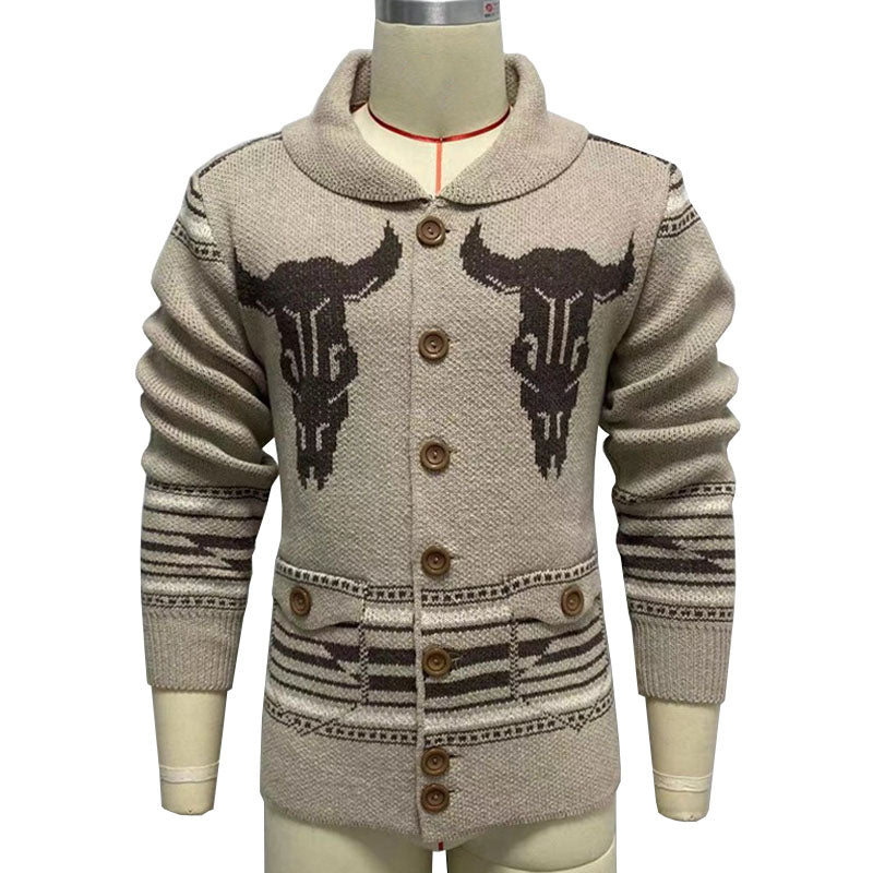 Schalkragen Mit Tiermotiv - Strickjacke Mit Knöpfen