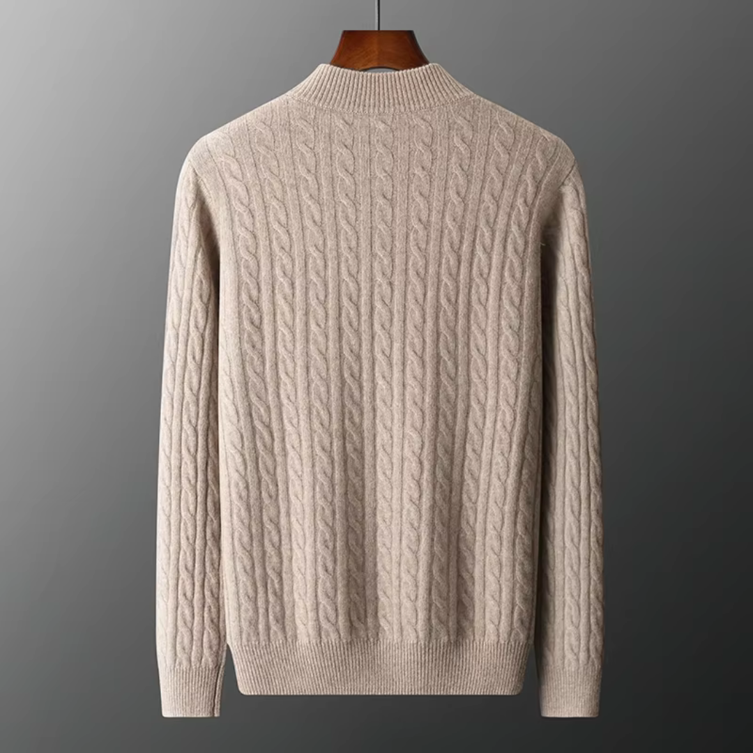 Strickpullover mit Reißverschluss - Geripptes Zopfmuster