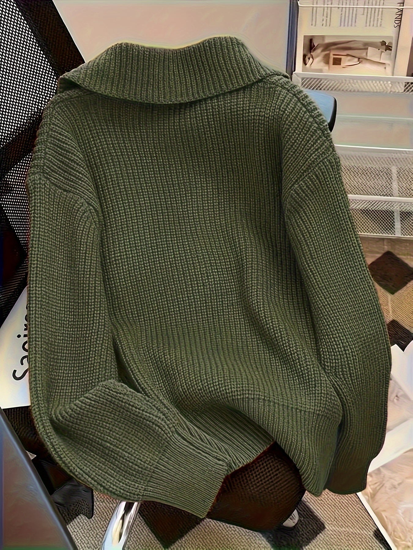 Strickjacke | Breite Knöpfe Kragen