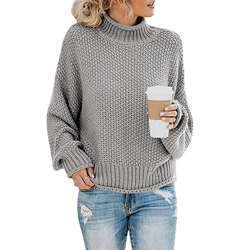 Strickpullover | Hoher Kragen Mit Lockerem Schnitt