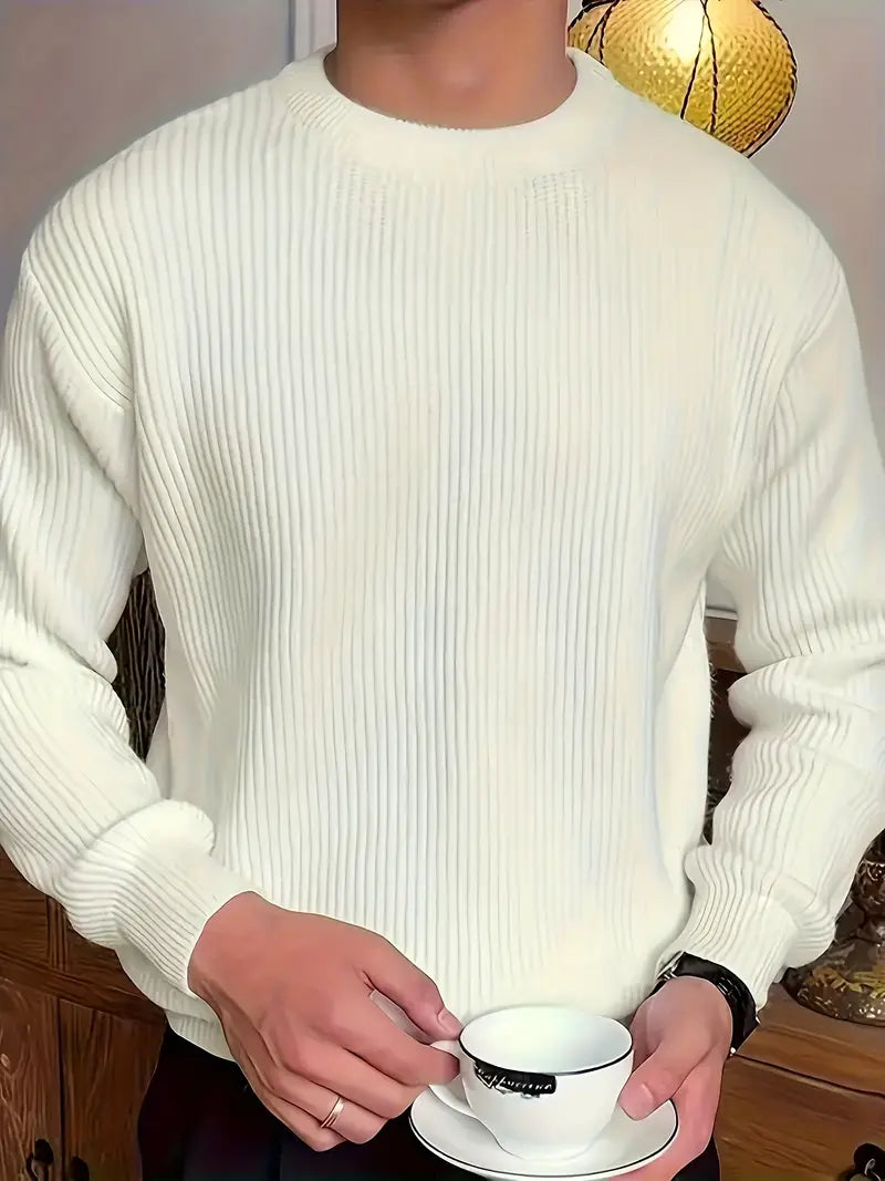 Strickpullover - Gerippter Rundhalsausschnitt