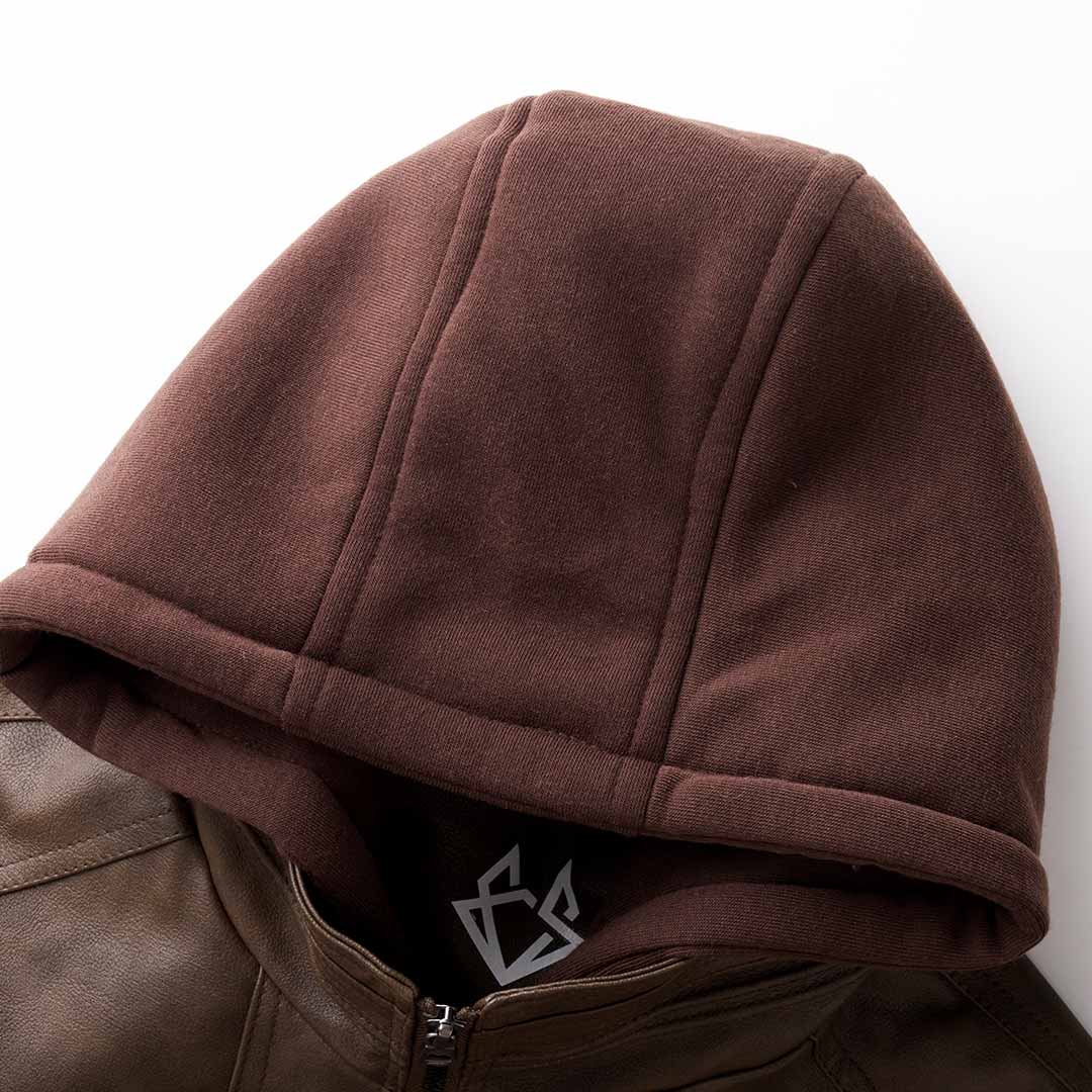 Biker Jacke Herren - Kurz mit Kapuze und Reißverschluss-Details