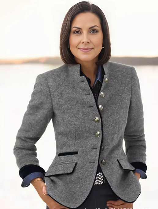 Blazer Mit Stehkragen | Taillierter Schnitt Mit Knopfleiste