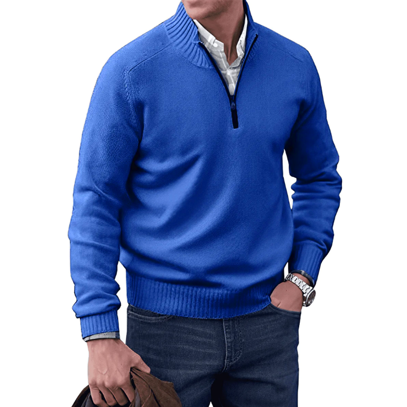 Reißverschluss Pullover | Gerippter Stehkragen