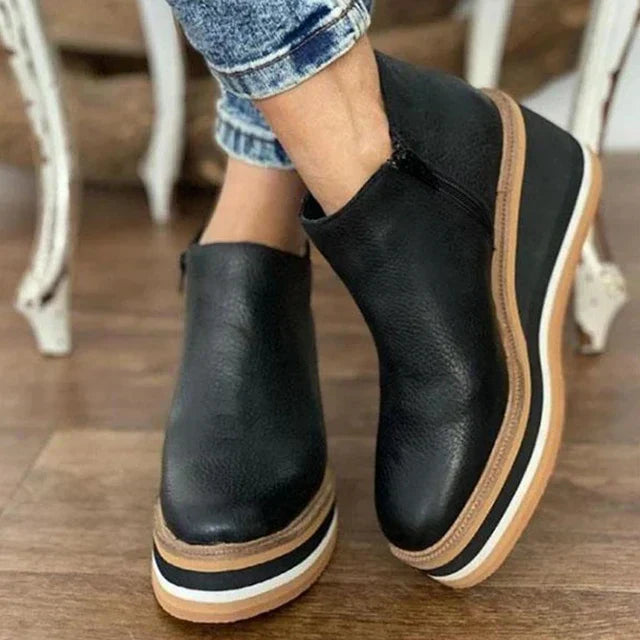Plateau Stiefeletten - Modernes Keilabsatz Design