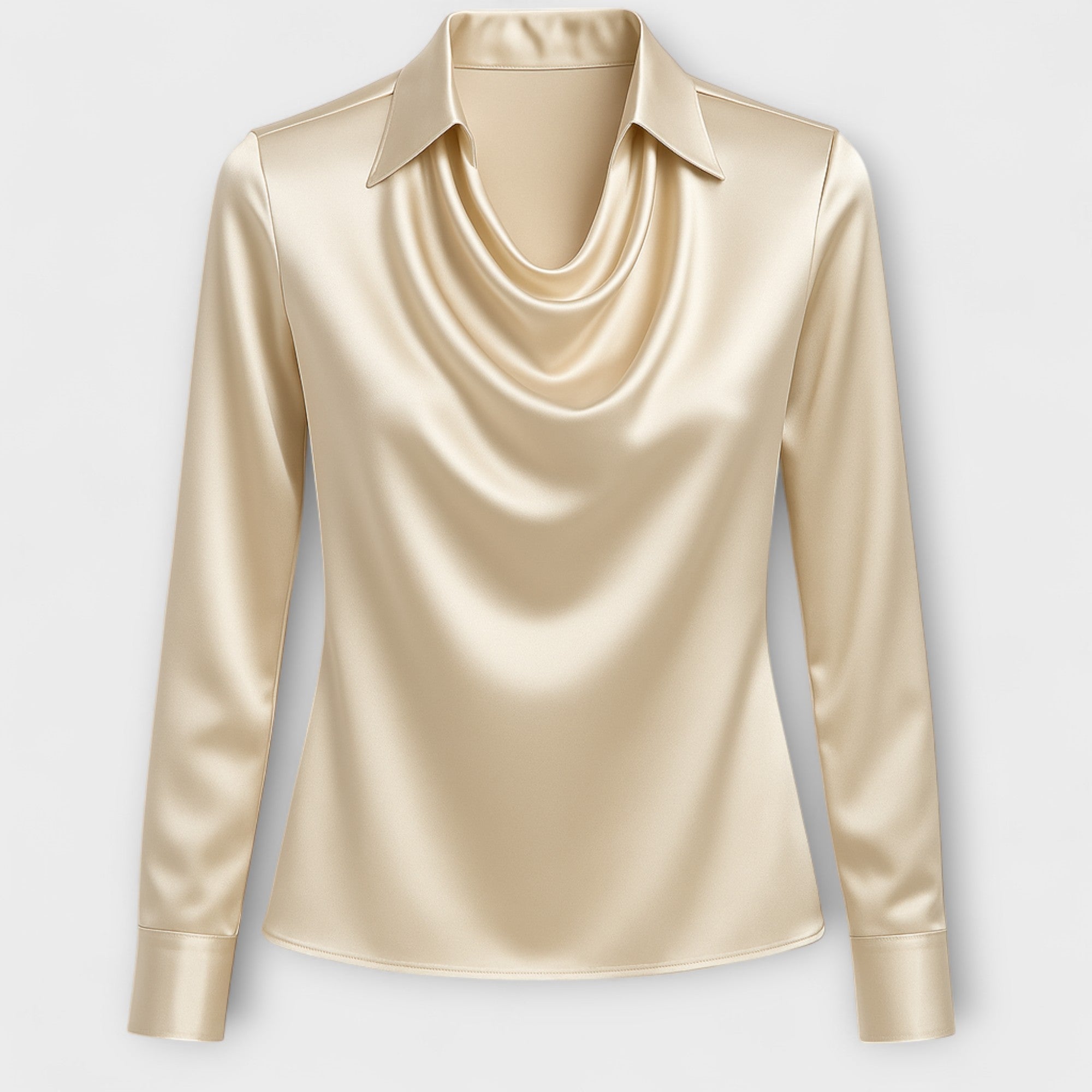 Langarm Shirt | Wasserfallkragen Mit Kragen