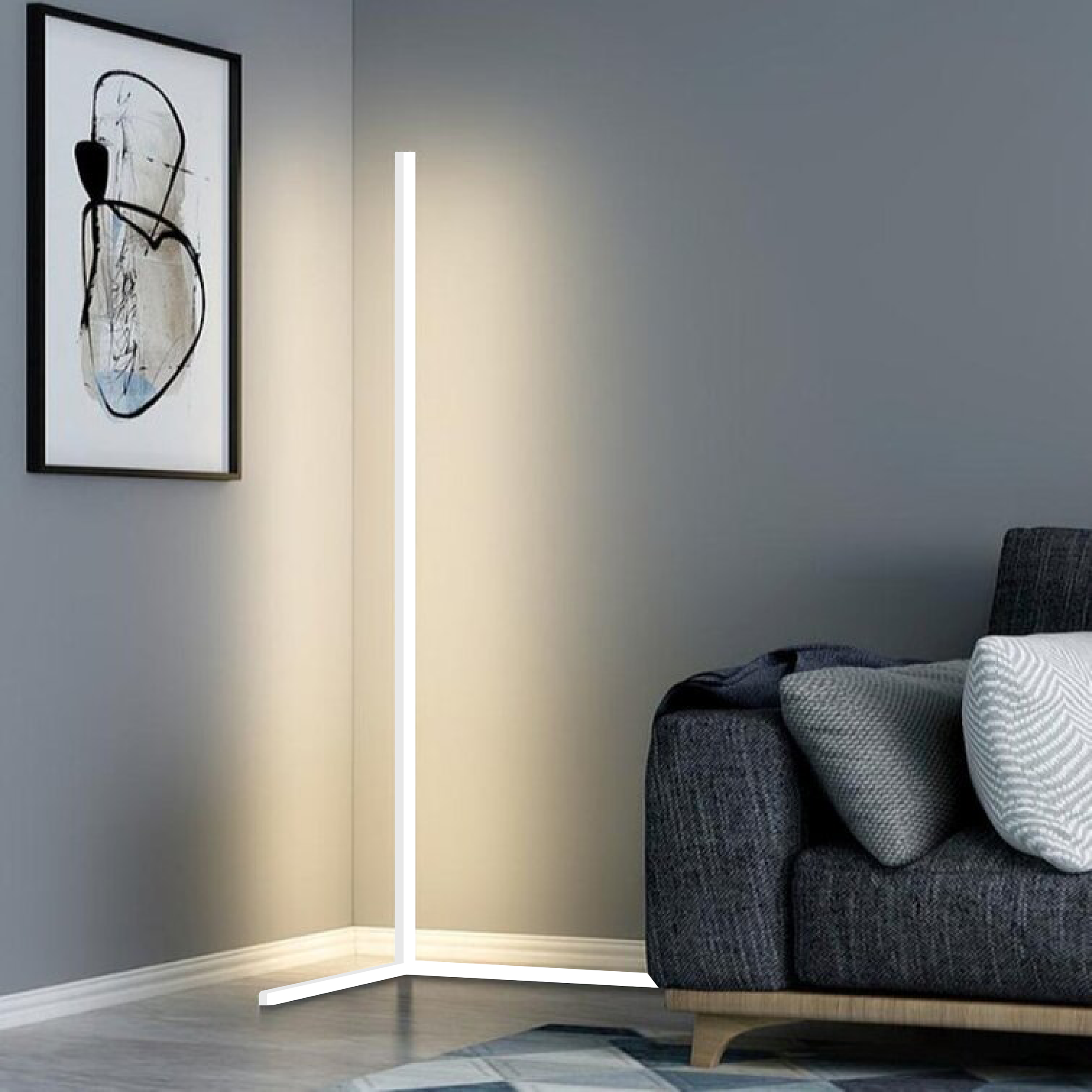 Eck Stehlampe LED Modern | RGB Dimmbar Mit Fernbedienung