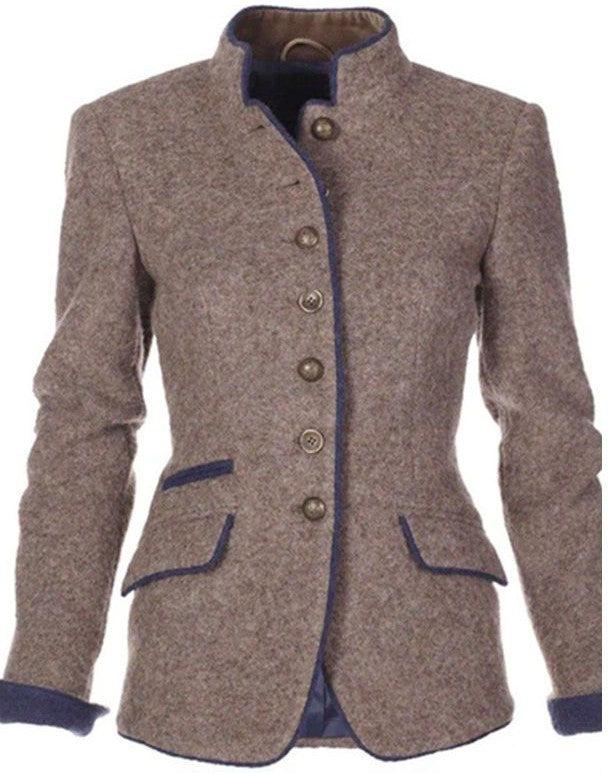 Blazer Mit Stehkragen | Taillierter Schnitt Mit Knopfleiste