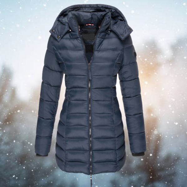 Winter Steppmantel mit Kapuze | Langer Schnitt