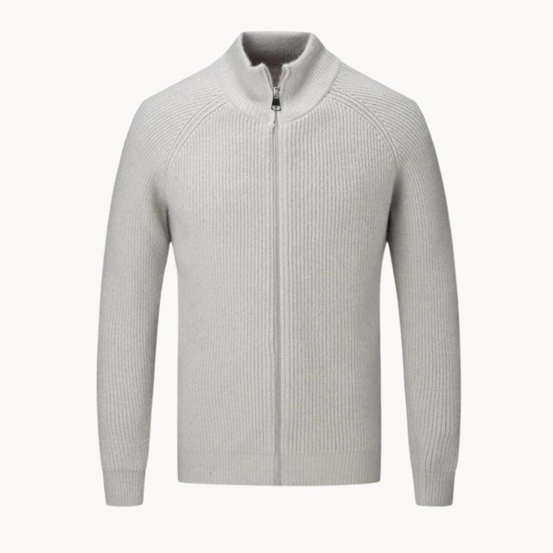 Strickjacke mit Reißverschluss - Stehkragen und Struktur