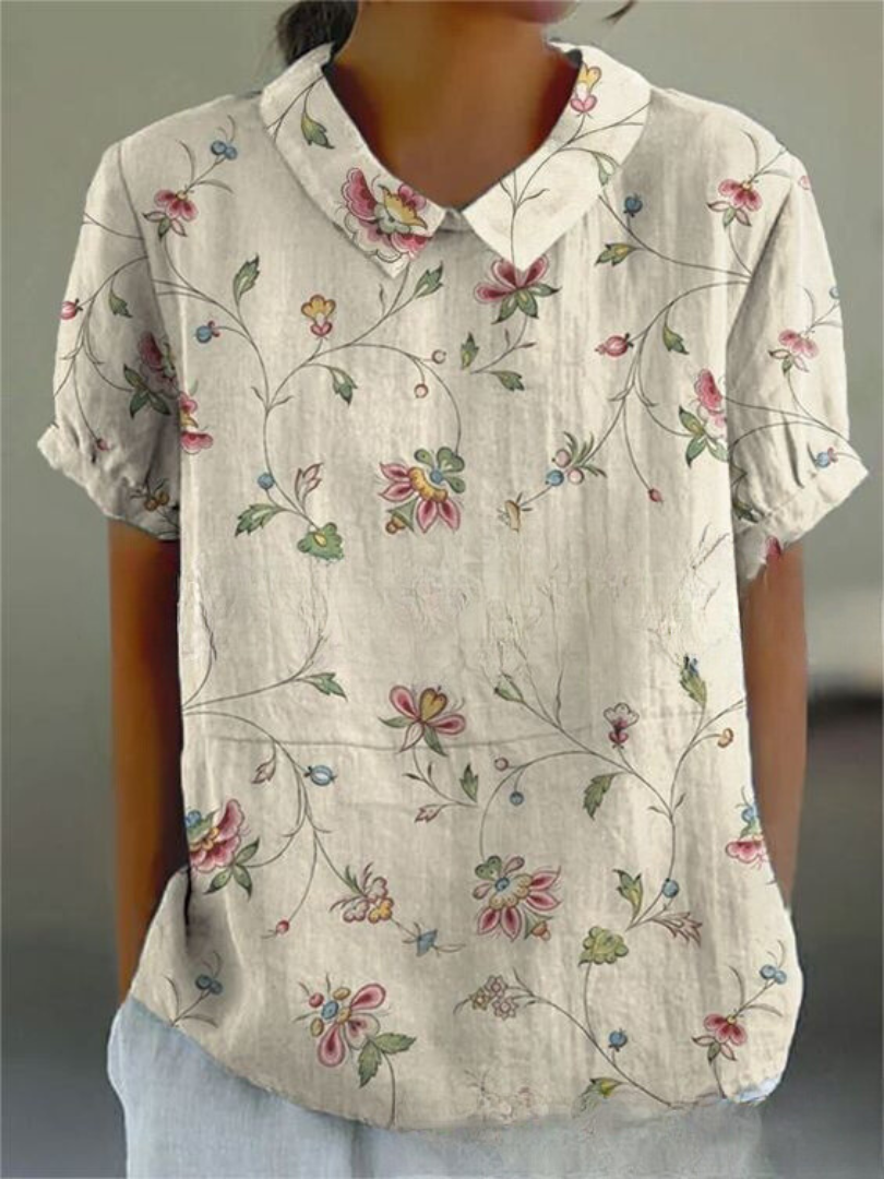 Damen Sommer Blumendruck Hemd