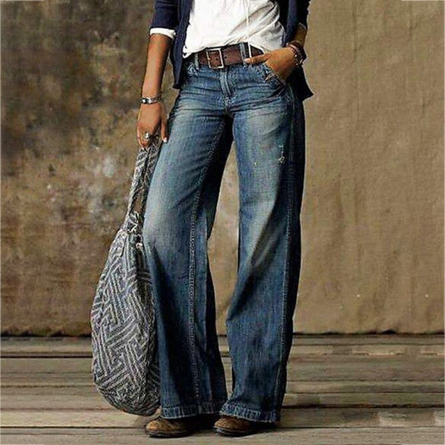Damen Vintage Baggy Jeans Hose
