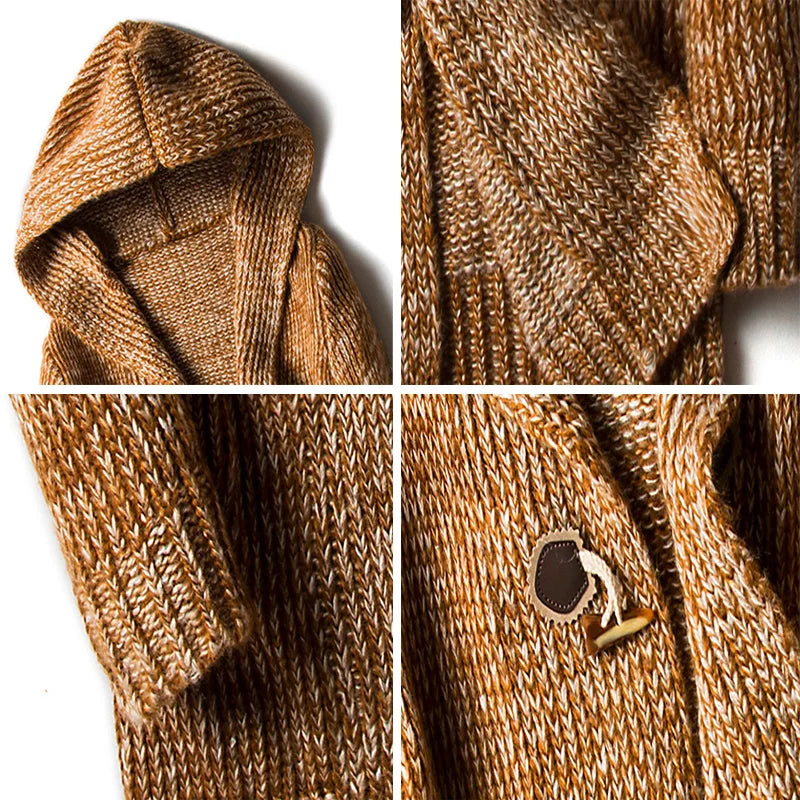 Strickjacke Mit Kapuze - Langer Schnitt Mit Knopfverschluss