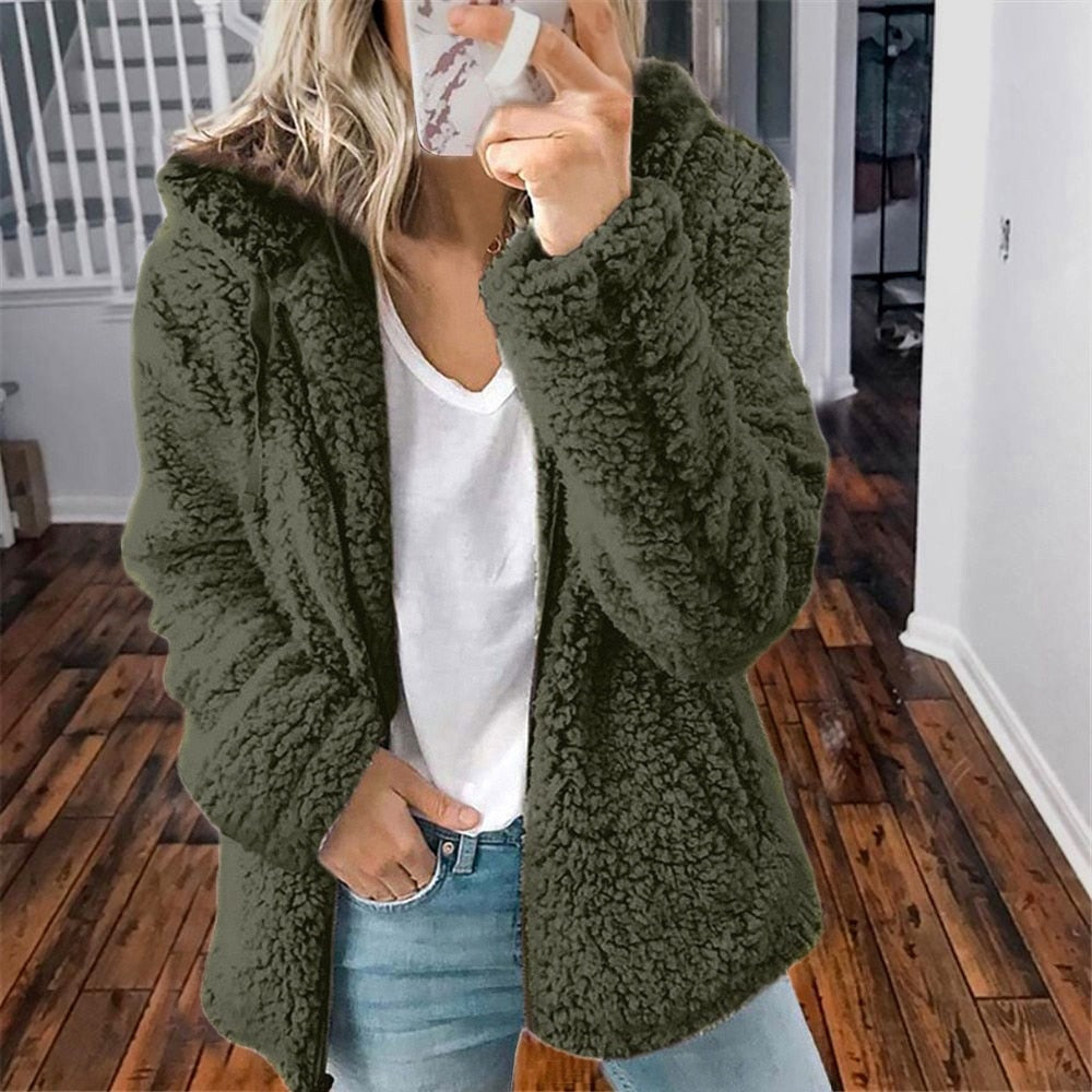 Teddyjacke Mit Kapuze - Lockerer Schnitt Und Taschen