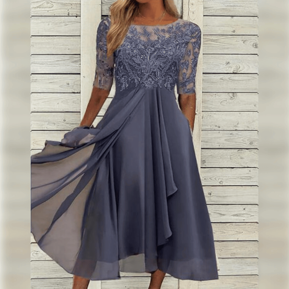 Damen Sommer Elegantes Midi Kleid