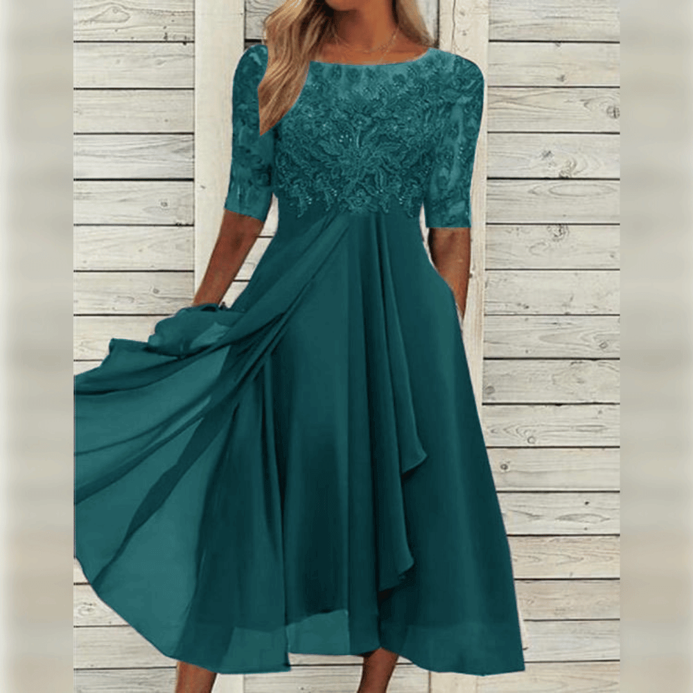 Damen Sommer Elegantes Midi Kleid