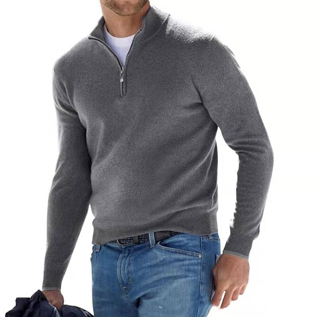 Halbzip Pullover - Gerader Schnitt mit Stehkragen