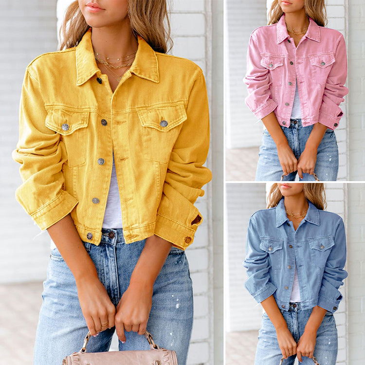 Jeansjacke Kurz - Kastenform mit Knopfleiste