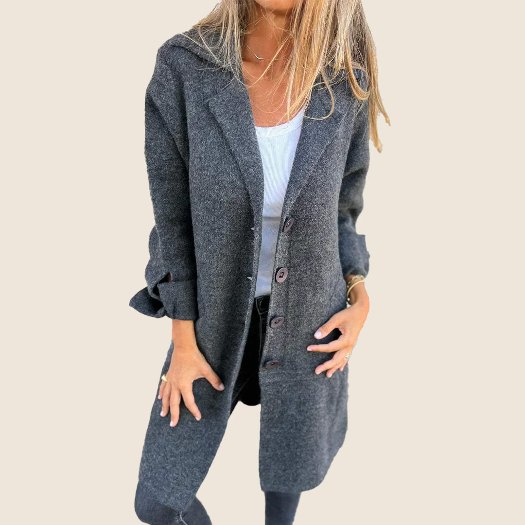 Strick Mantel | Langer Schnitt mit Knopfleiste