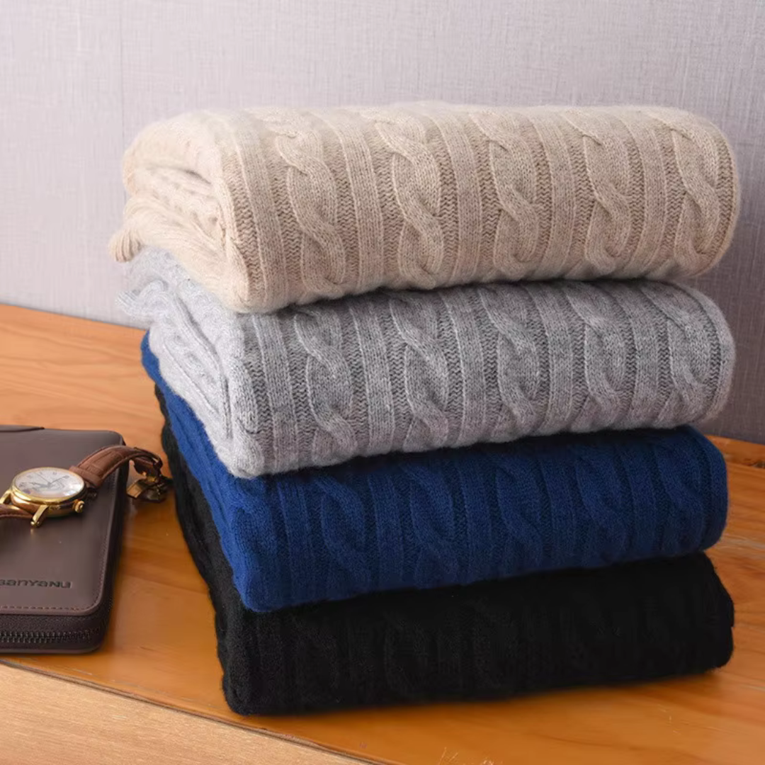 Strickpullover mit Reißverschluss - Geripptes Zopfmuster